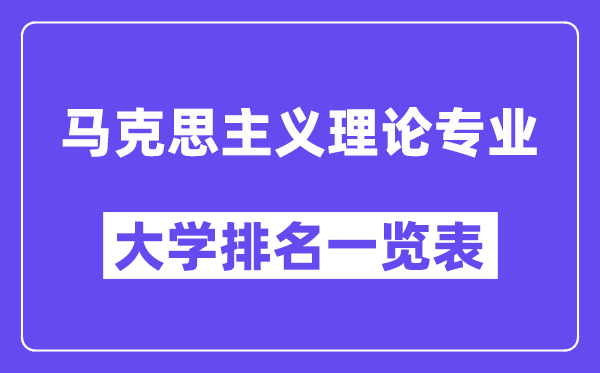 天下马克思主义现实专业大学排名一览表（最新排行榜）