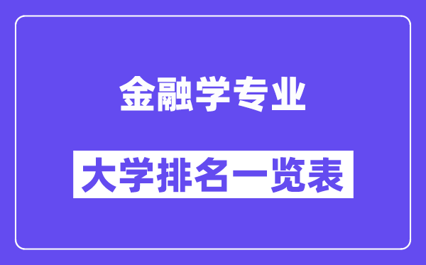 天下金融学专业大学排名一览表（最新排行榜）
