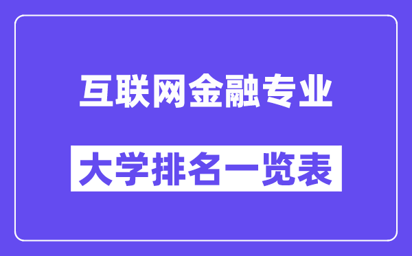 天下互联网金融专业大学排名一览表（最新排行榜）
