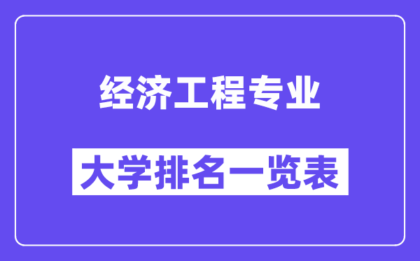 天下经济工程专业大学排名一览表(最新排行榜)