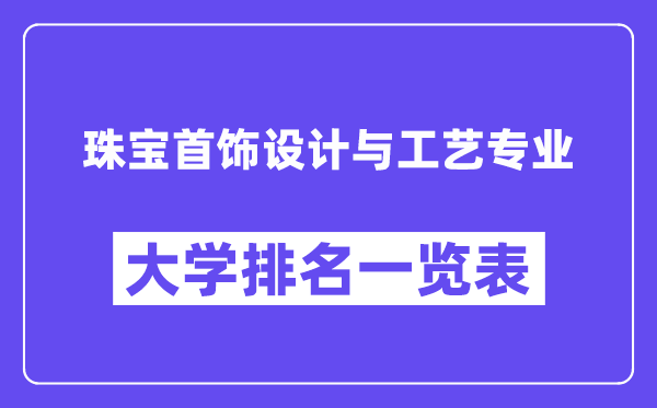 天下珠宝金饰设想与工艺专业大学排名一览表（最新排行榜）