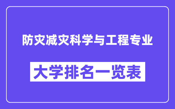 天下防灾减灾迷信与工程专业大学排名一览表(最新排行榜)