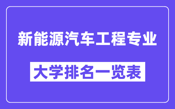 天下新动力汽车工程专业大学排名一览表(最新排行榜)