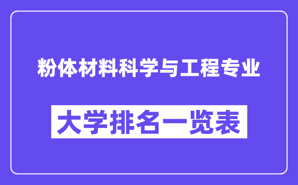 天下粉体资料迷信与工程专业大学排名一览表(最新排行榜)
