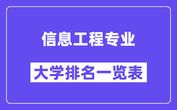 天下信息工程专业大学排名一览表(最新排行榜)