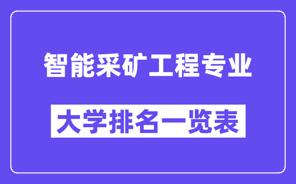 天下智能采矿工程专业大学排名一览表(最新排行榜)