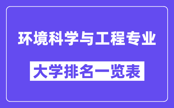 天下环境迷信与工程专业大学排名一览表(最新排行榜)