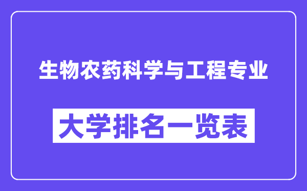 天下生物农药迷信与工程专业大学排名一览表(最新排行榜)