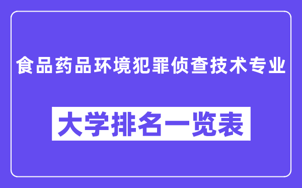 天下食物药品环境犯法侦察手艺专业大学排名一览表(最新排行榜)