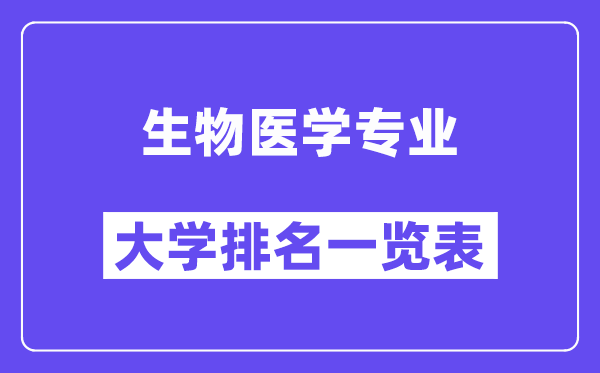 天下生物医学专业大学排名一览表（最新排行榜）