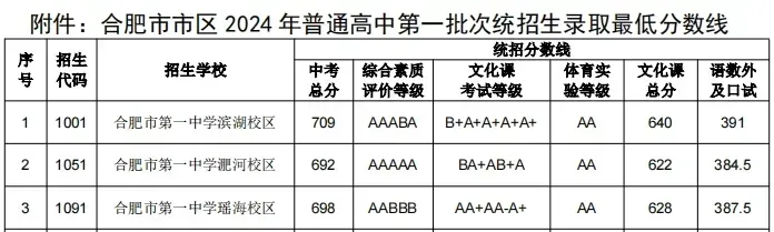 2024年合肥一中考入清华北大人数是几多?附积年分数线