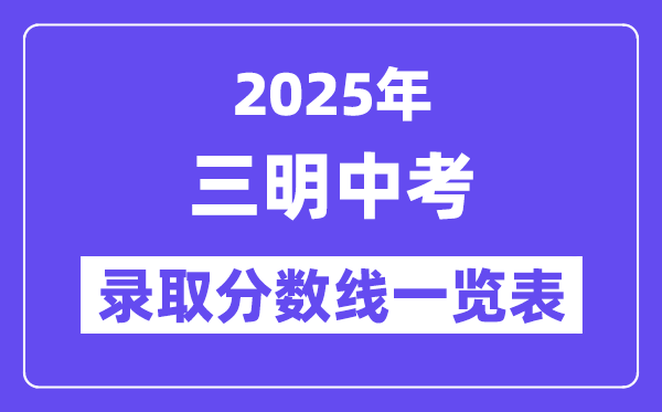 2025年三明中考各高中登科分数线一览表