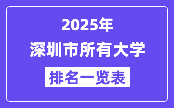 2025年深圳市一切大学排名一览表（10所完全版）