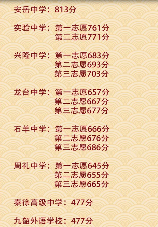 2025年资阳中考各高中登科分数线一览表