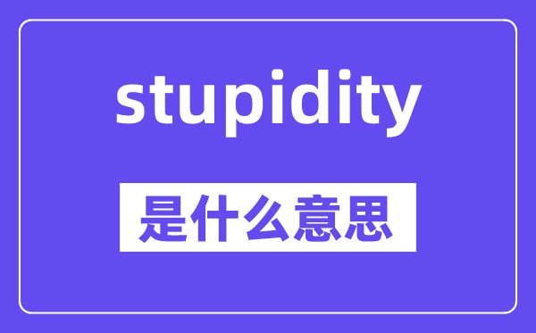 stupidity是甚么意义,stupidity怎样读,中文翻译是甚么