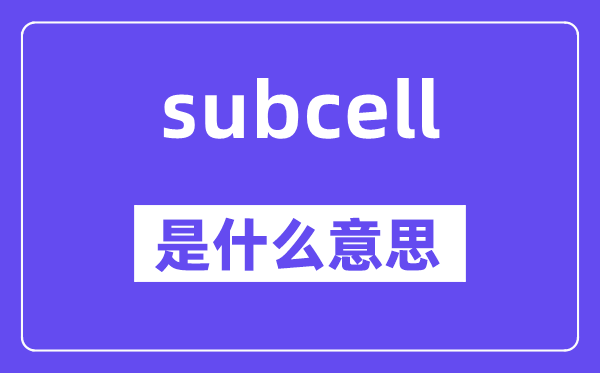 subcell是甚么意义,subcell怎样读,中文翻译是甚么