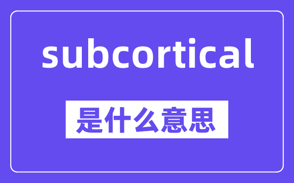 subcortical是甚么意义,subcortical怎样读,中文翻译是甚么