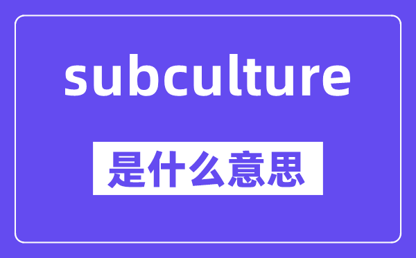 subculture是甚么意义,中文翻译是甚么