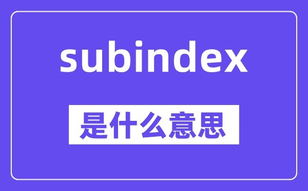 subindex是甚么意义,中文翻译是甚么
