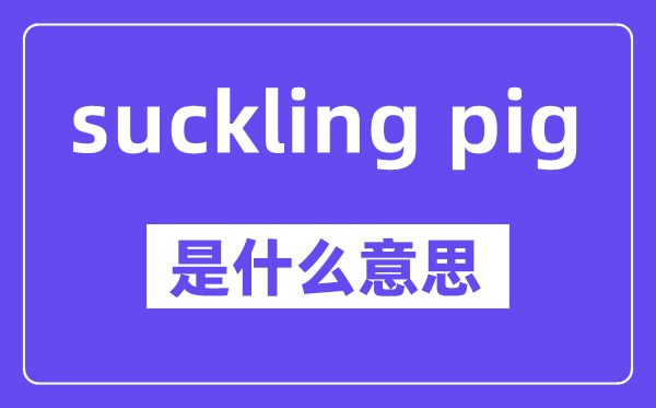 suckling pig是甚么意义,中文翻译是甚么
