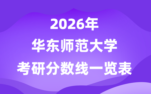 华东师范大学2026考研分数线一览表(含2025年复试线)