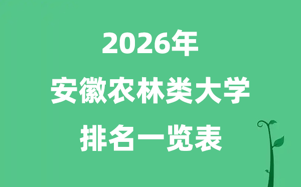 2026年安徽省农林类大学排名及分数线一览表（最新）